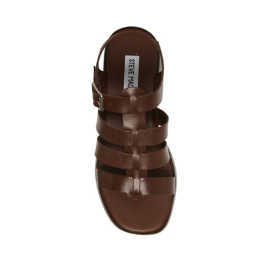 Dark Brown Steve Madden Sarai Leather Women's Platform Sandals | PH 5180WHM